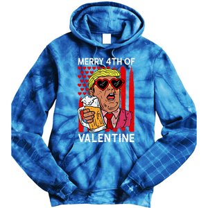 Merry 4th Of Valentine Donald Trump Beer Valentine's Day Gift Tie Dye Hoodie