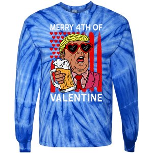 Merry 4th Of Valentine Donald Trump Beer Valentine's Day Gift Tie-Dye Long Sleeve Shirt