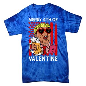 Merry 4th Of Valentine Donald Trump Beer Valentine's Day Gift Tie-Dye T-Shirt