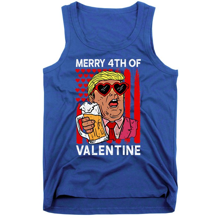 Merry 4th Of Valentine Donald Trump Beer Valentine's Day Gift Tank Top