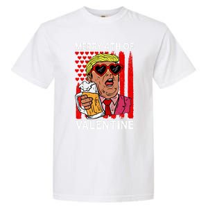 Merry 4th Of Valentine Donald Trump Beer Valentine's Day Gift Garment-Dyed Heavyweight T-Shirt