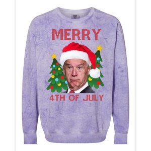 Merry 4th Of July Funny Joe Biden Ugly Christmas Colorblast Crewneck Sweatshirt