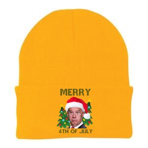 Merry 4th Of July Funny Joe Biden Ugly Christmas Knit Cap Winter Beanie