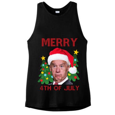 Merry 4th Of July Funny Joe Biden Ugly Christmas Ladies PosiCharge Tri-Blend Wicking Tank