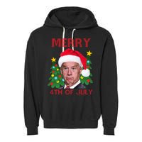 Merry 4th Of July Funny Joe Biden Ugly Christmas Garment-Dyed Fleece Hoodie