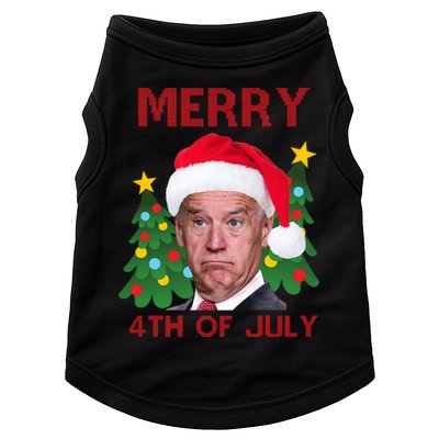 Merry 4th Of July Funny Joe Biden Ugly Christmas Doggie Tank