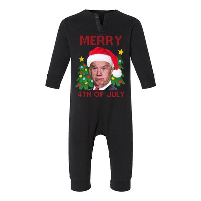 Merry 4th Of July Funny Joe Biden Ugly Christmas Infant Fleece One Piece