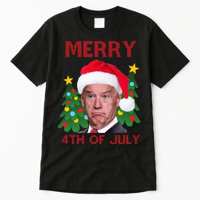 Merry 4th Of July Funny Joe Biden Ugly Christmas Tall T-Shirt
