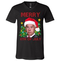 Merry 4th Of July Funny Joe Biden Ugly Christmas V-Neck T-Shirt