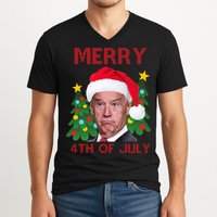 Merry 4th Of July Funny Joe Biden Ugly Christmas V-Neck T-Shirt
