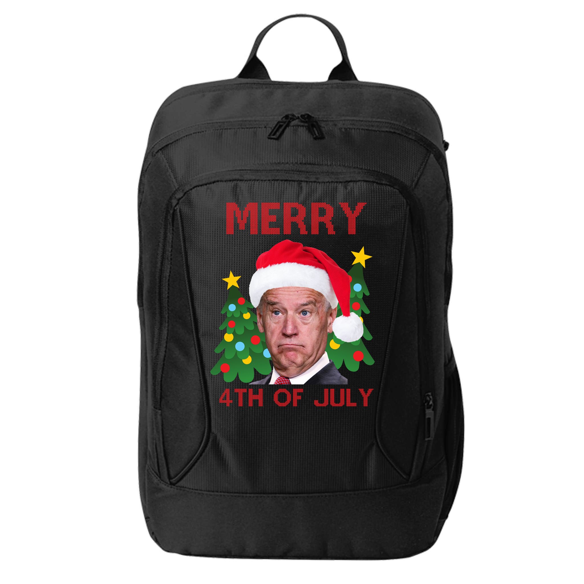 Merry 4th Of July Funny Joe Biden Ugly Christmas City Backpack