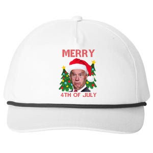 Merry 4th Of July Funny Joe Biden Ugly Christmas Snapback Five-Panel Rope Hat