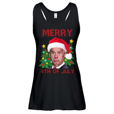 Merry 4th Of July Funny Joe Biden Ugly Christmas Ladies Essential Flowy Tank