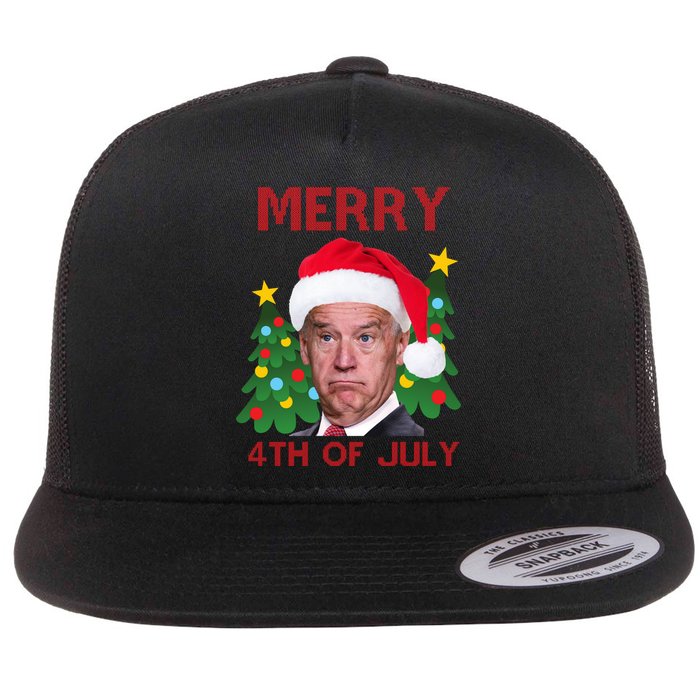 Merry 4th Of July Funny Joe Biden Ugly Christmas Flatbill Hat