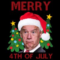 Merry 4th Of July Funny Joe Biden Ugly Christmas Flatbill Hat