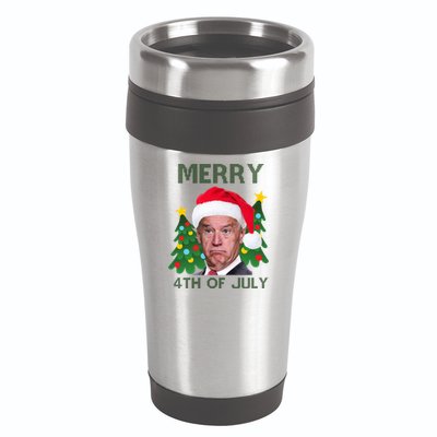 Merry 4th Of July Funny Joe Biden Ugly Christmas 16oz Travel Tumbler
