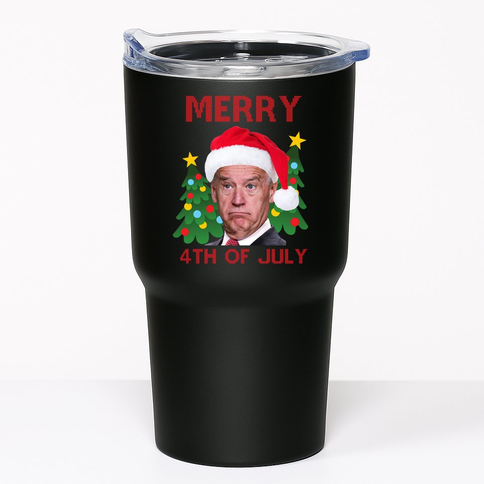 Merry 4th Of July Funny Joe Biden Ugly Christmas Tumbler