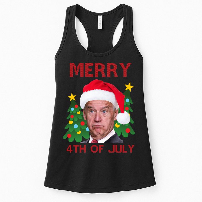 Merry 4th Of July Funny Joe Biden Ugly Christmas Womens Tank Top