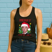 Merry 4th Of July Funny Joe Biden Ugly Christmas Womens Tank Top