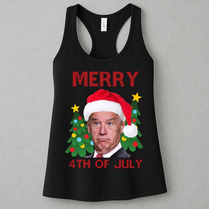 Merry 4th Of July Funny Joe Biden Ugly Christmas Womens Tank Top