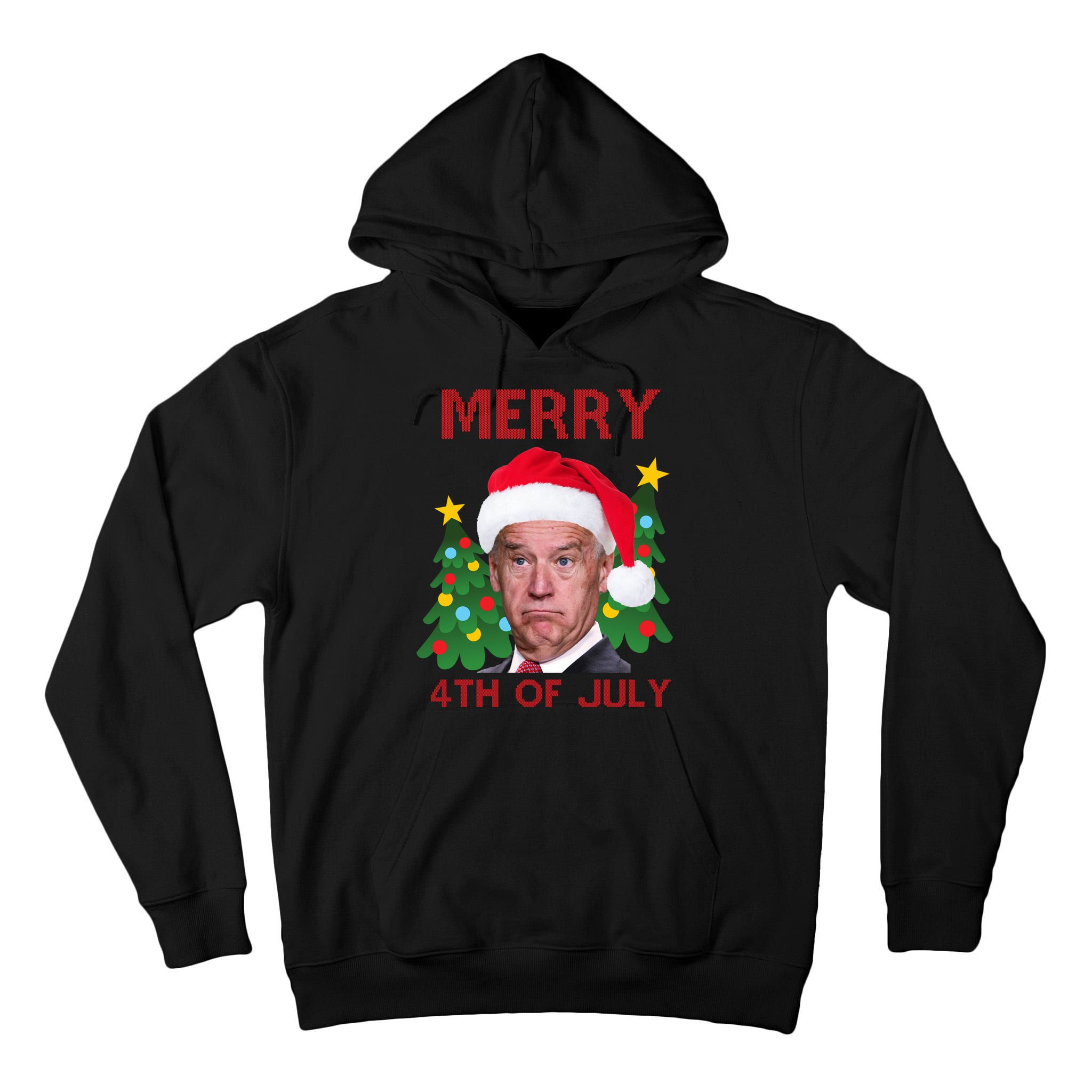 Merry 4th Of July Funny Joe Biden Ugly Christmas Tall Hoodie
