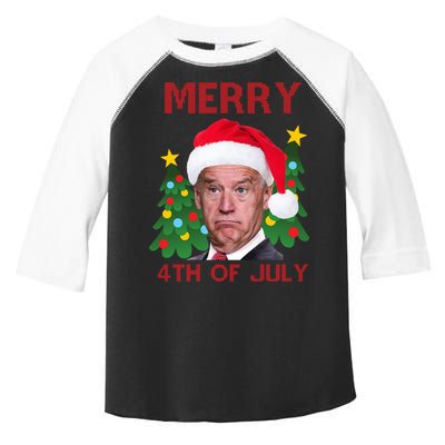 Merry 4th Of July Funny Joe Biden Ugly Christmas Toddler Fine Jersey T-Shirt