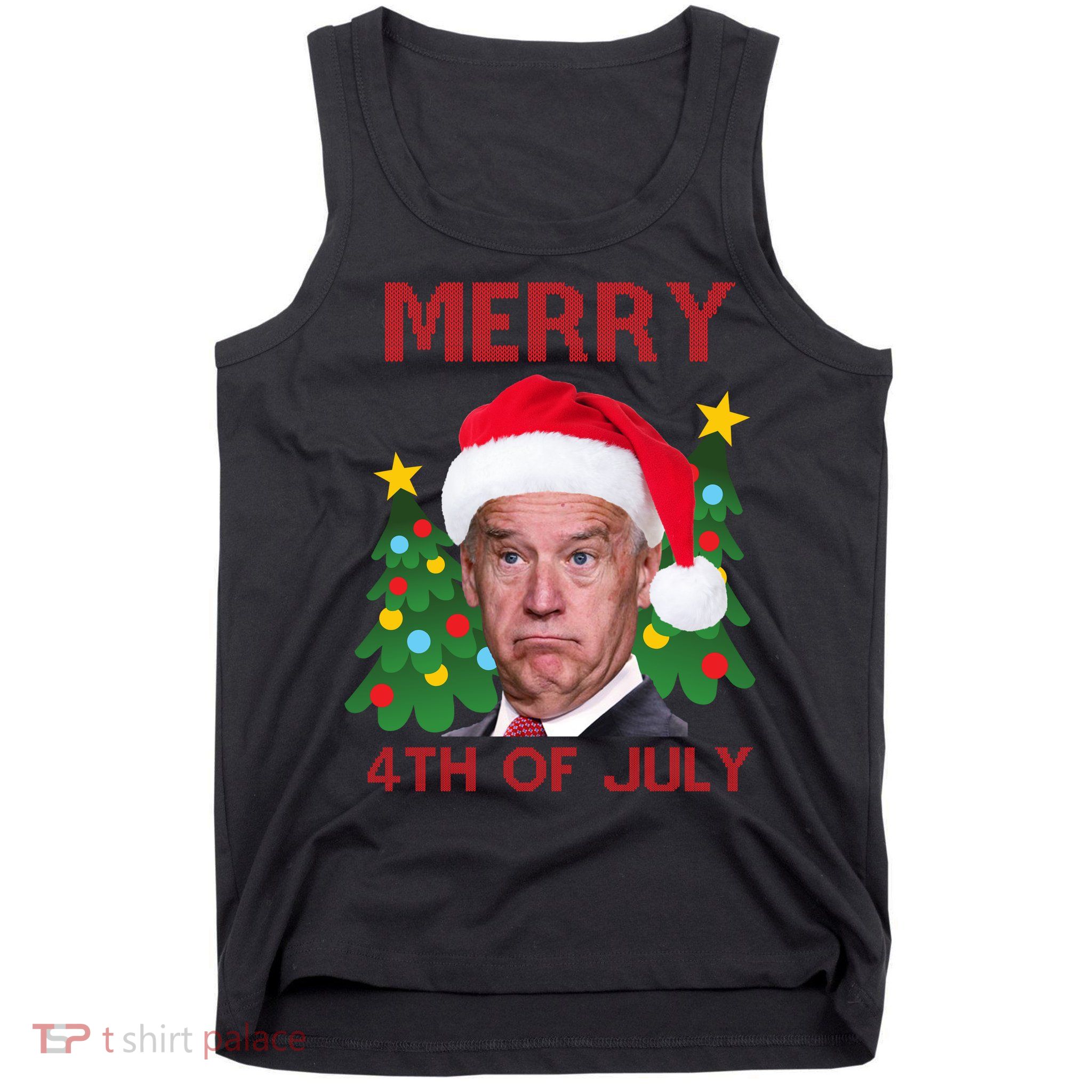 Merry 4th Of July Funny Joe Biden Ugly Christmas Tank Top