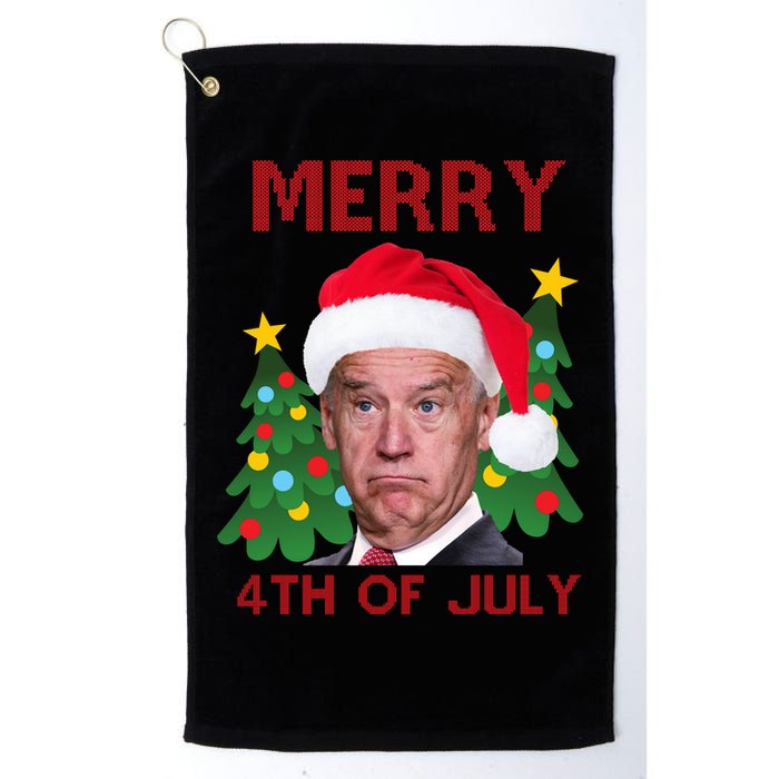 Merry 4th Of July Funny Joe Biden Ugly Christmas Golf Towel