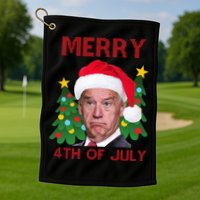 Merry 4th Of July Funny Joe Biden Ugly Christmas Golf Towel