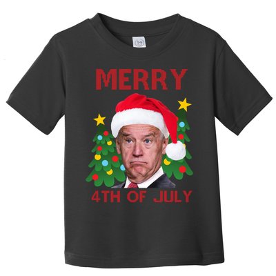 Merry 4th Of July Funny Joe Biden Ugly Christmas Toddler T-Shirt