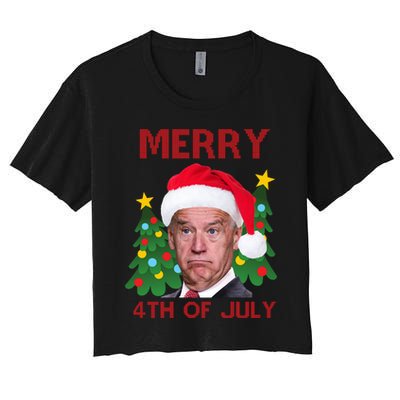 Merry 4th Of July Funny Joe Biden Ugly Christmas Crop Top