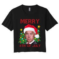 Merry 4th Of July Funny Joe Biden Ugly Christmas Crop Top