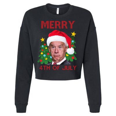 Merry 4th Of July Funny Joe Biden Ugly Christmas Cropped Pullover Crew