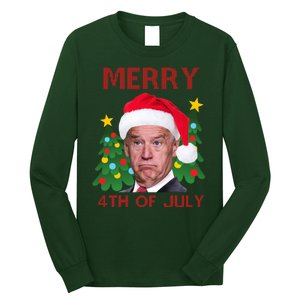 Merry 4th Of July Funny Joe Biden Ugly Christmas Long Sleeve Shirt