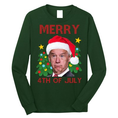 Merry 4th Of July Funny Joe Biden Ugly Christmas Long Sleeve Shirt