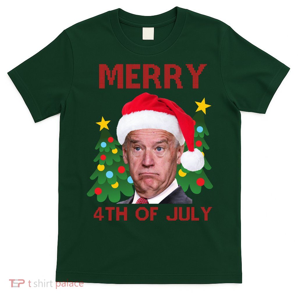 Merry 4th Of July Funny Joe Biden Ugly Christmas T-Shirt