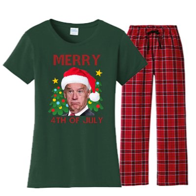 Merry 4th Of July Funny Joe Biden Ugly Christmas Women's Flannel Pajama Set