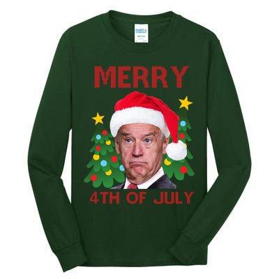 Merry 4th Of July Funny Joe Biden Ugly Christmas Tall Long Sleeve T-Shirt