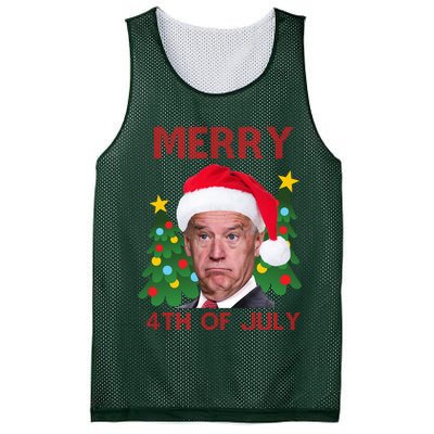 Merry 4th Of July Funny Joe Biden Ugly Christmas Mesh Reversible Basketball Jersey Tank
