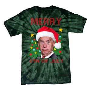 Merry 4th Of July Funny Joe Biden Ugly Christmas Tie-Dye T-Shirt