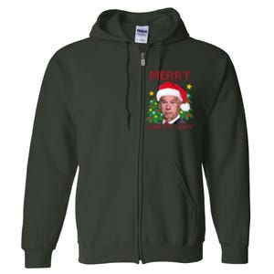 Merry 4th Of July Funny Joe Biden Ugly Christmas Full Zip Hoodie