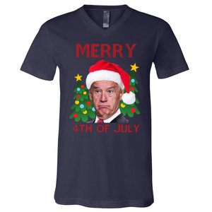 Merry 4th Of July Funny Joe Biden Ugly Christmas V-Neck T-Shirt