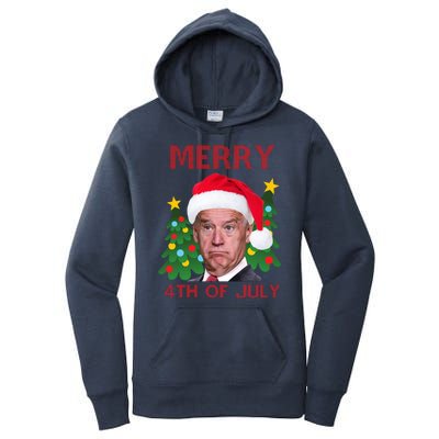 Merry 4th Of July Funny Joe Biden Ugly Christmas Women's Pullover Hoodie