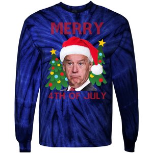 Merry 4th Of July Funny Joe Biden Ugly Christmas Tie-Dye Long Sleeve Shirt