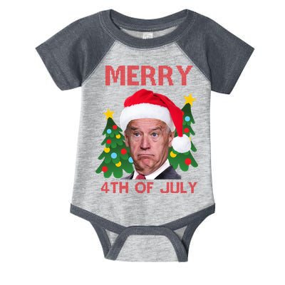 Merry 4th Of July Funny Joe Biden Ugly Christmas Infant Baby Jersey Bodysuit