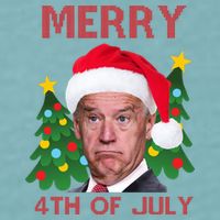 Merry 4th Of July Funny Joe Biden Ugly Christmas Sueded Cloud Jersey T-Shirt