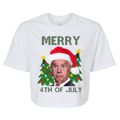 Merry 4th Of July Funny Joe Biden Ugly Christmas Bella+Canvas Jersey Crop Tee