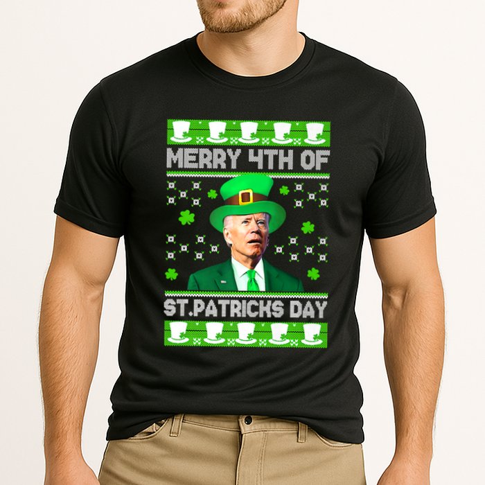 Merry 4th Of St Patricks Day Joe Biden Leprechaun Hat Clover Performance Shirt