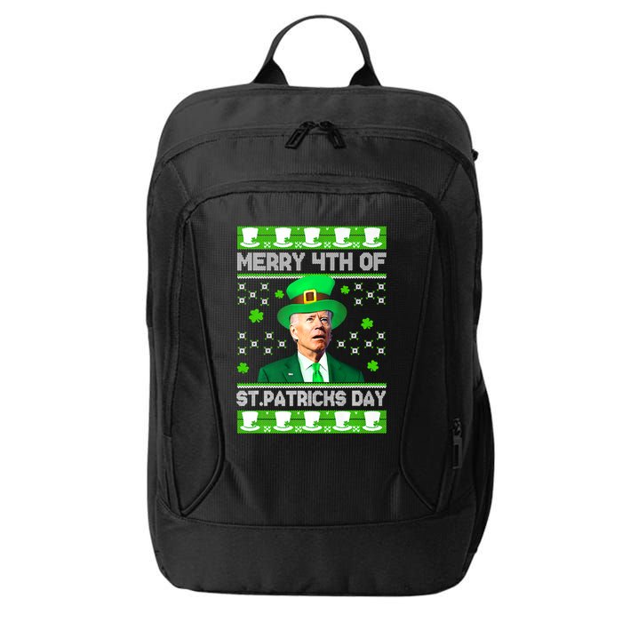 Merry 4th Of St Patricks Day Joe Biden Leprechaun Hat Clover City Backpack