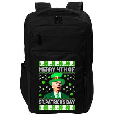 Merry 4th Of St Patricks Day Joe Biden Leprechaun Hat Clover Impact Tech Backpack